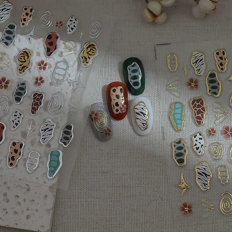 Y2K Aesthetic Retro Animal Print  Nail Art Stickers